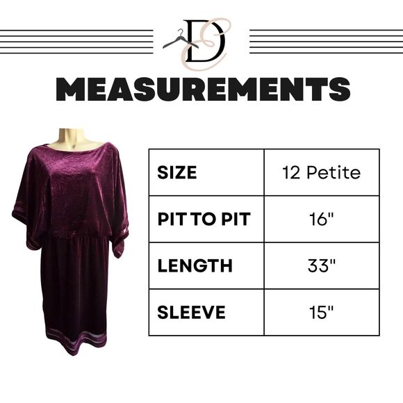 NWT Jessica Howard Wine Velvet Shift Dress 12P Petite - Picture 10 of 14